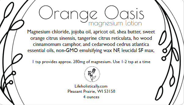 Orange Magnesium Lotion Label